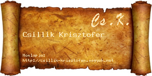 Csillik Krisztofer névjegykártya